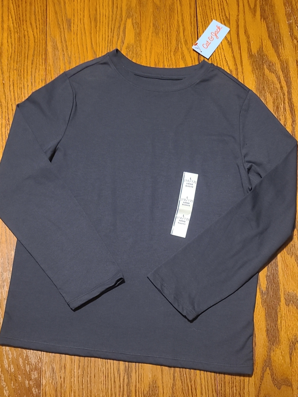 Cat & Jack NWT Long Sleeve Crew Neck Shirt - Charcoal - Boy's Large